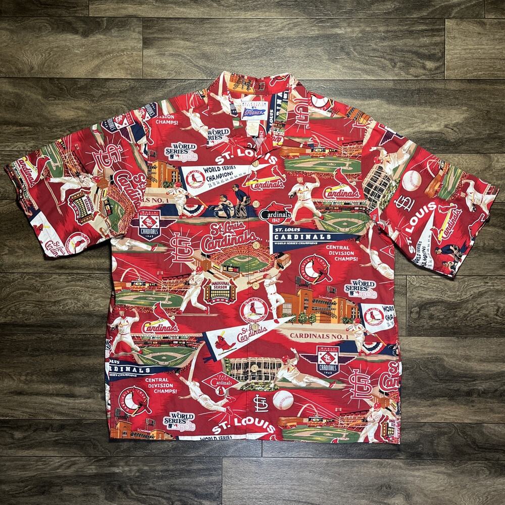 Reyn Spooner St Louis Cardinals World Series Champions Hawaiian Shirt Mens Large